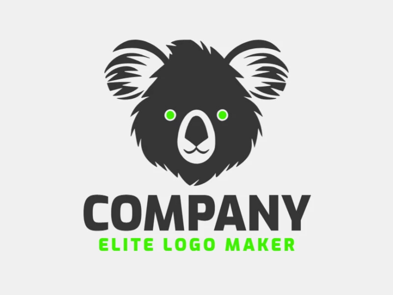 Logotipo memorable en forma de una cabeza de koala con estilo simple y colores personalizables.