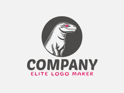 Crea un logotipo vectorizado que presente un diseño contemporáneo de un Dragon de Komodo y estilo abstracto, con un toque de sofisticación y colores gris y rosa.