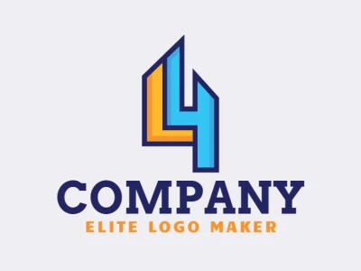 Logotipo profesional en forma de una letra "L" combinado con un número "4",  con diseño creativo y estilo abstracto.