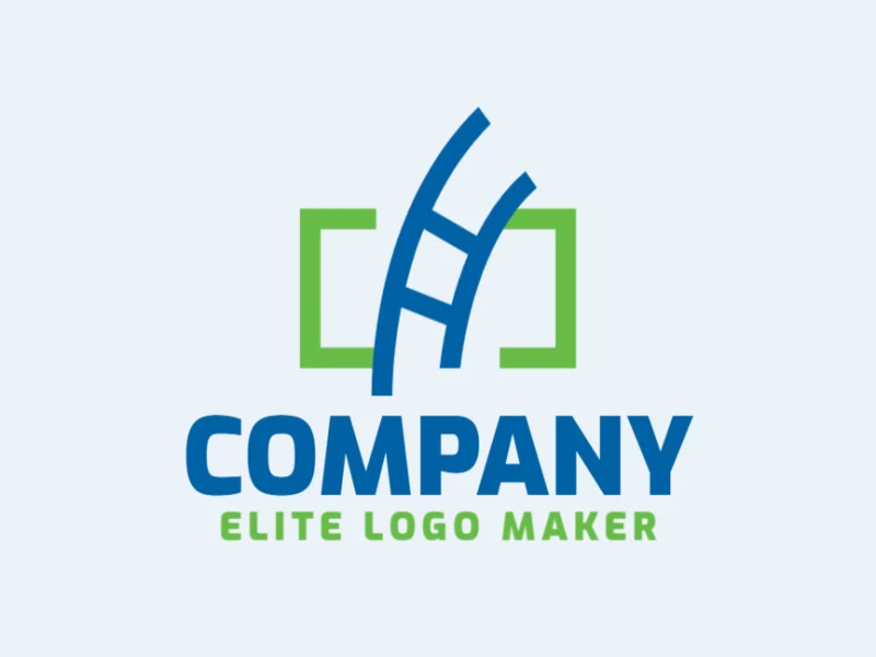 Crear su logotipo en línea con la forma de una escalera combinado con corchetes, con colores personalizables y estilo minimalista.