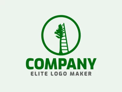 Cree un logotipo vectorial para su empresa en forma de una escalera combinado con un árbol con un estilo doble sentido, el color utilizado es el verde oscuro.