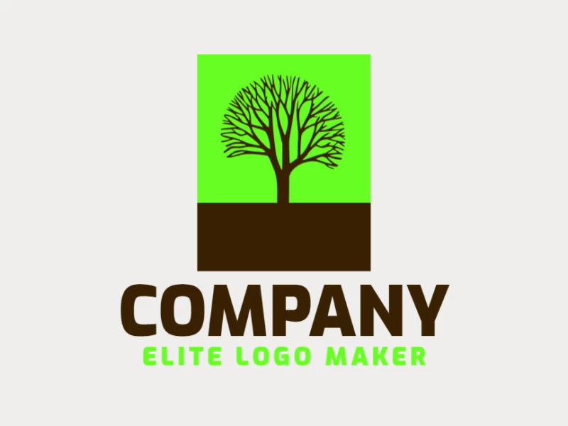 Un logotipo simple pero cautivador de un árbol sin hojas en tonos calmantes de verde y marrón oscuro, que representa la resiliencia y el crecimiento.