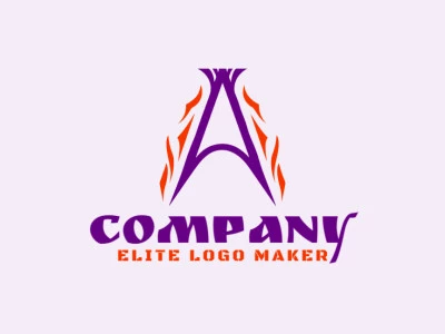 Un diseño de logotipo inspirado en tribus que presenta la letra 'A', impregnado con los colores vibrantes de naranja y morado, evocando energía y misterio.