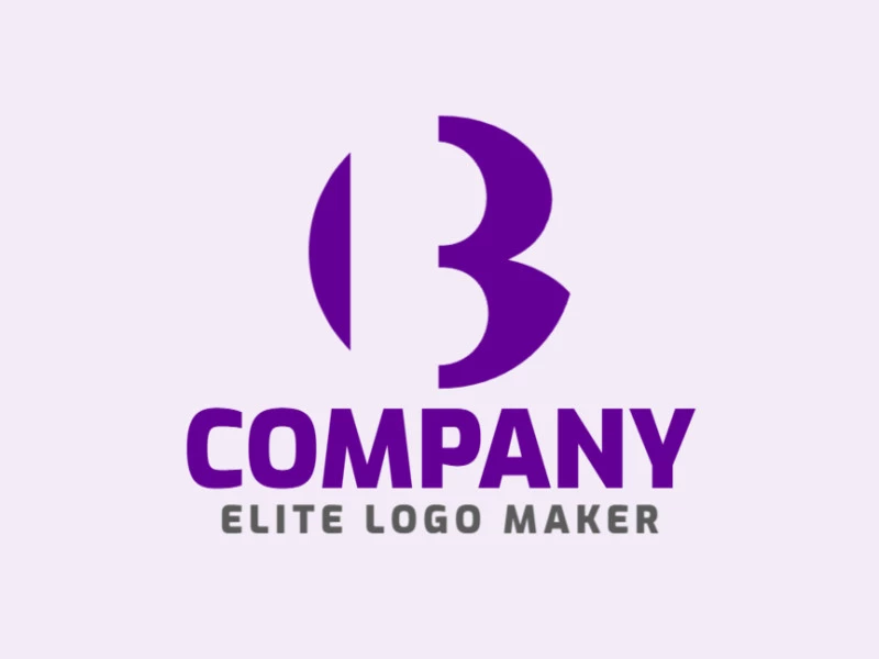 El logo está disponible para la venta en forma de letra 'B' con un estilo minimalista y color morado.