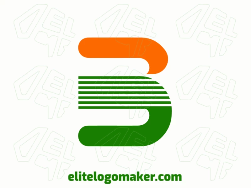 Logotipo de la letra 'B' en naranja y verde, con estilo de letra inicial y un diseño editable que ofrece un buen equilibrio entre vitalidad y versatilidad.