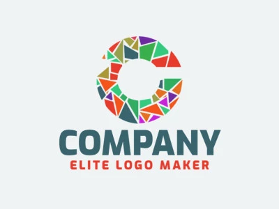 Creando un logotipo vibrante estilo mosaico que presenta la letra "C", mezclando colores para una declaración de marca audaz y dinámica.