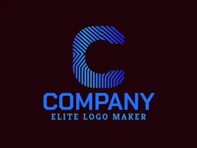 Un logotipo genial y editable con la letra 'C' en color azul, diseñado en un estilo de letra inicial con un toque moderno y elegante.