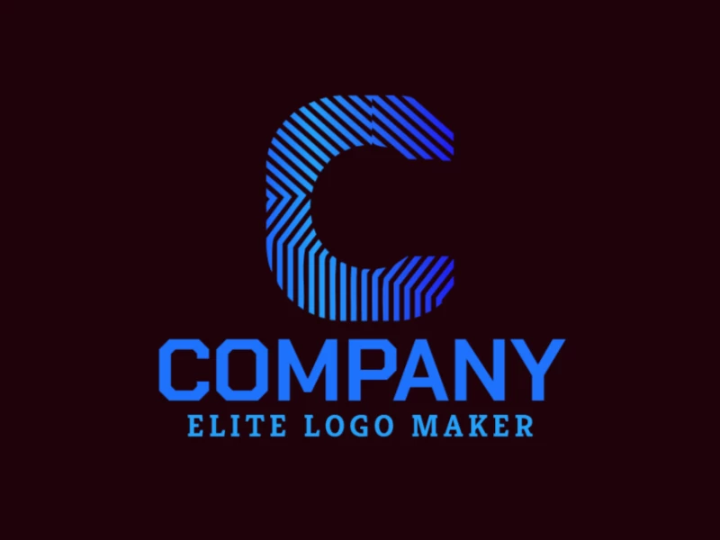 Un logotipo genial y editable con la letra 'C' en color azul, diseñado en un estilo de letra inicial con un toque moderno y elegante.