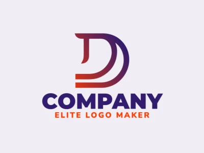 Un diseño de logotipo llamativo que presenta una letra 'D' en degradado, mezclando naranja vibrante con azul oscuro para un impacto visual sorprendente.