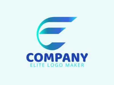 Un logotipo con estilo degradado que presenta la letra 'E', combinando perfectamente varios tonos de azul para una apariencia elegante y contemporánea.