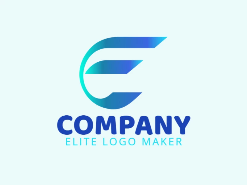 Un logotipo con estilo degradado que presenta la letra 'E', combinando perfectamente varios tonos de azul para una apariencia elegante y contemporánea.