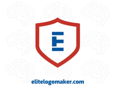 La letra "E" azul dentro de un escudo medieval rojo forma un diseño de emblema profesional para creación de logotipos impactantes y memorables en línea.