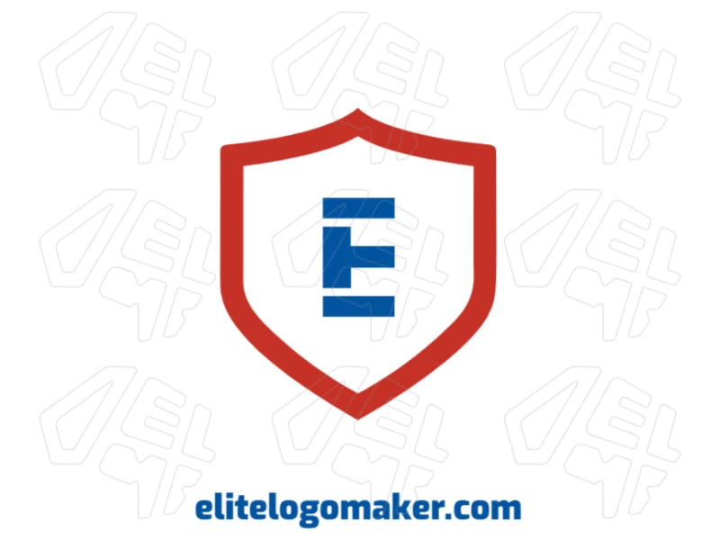 Letra "E" Azul Dentro De Un Escudo Medieval Rojo - Creación De Logotipos En Línea La letra "E" azul dentro de un escudo medieval rojo forma un diseño de emblema profesional para creación de logotipos impactantes y memorables en línea.