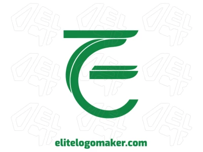 Plantilla de logotipo editable con la letra "E" en color verde y estilo de diseño abstracto de letra inicial.
