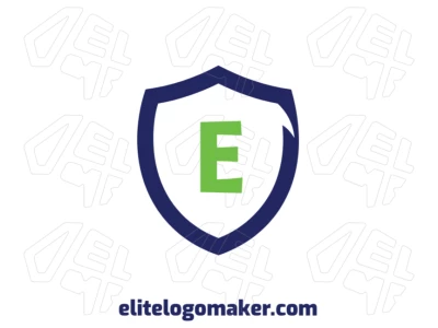 Logotipo creativo con letra "E" dentro de un escudo azul en estilo emblema, perfecto para una identidad de marca audaz y memorable.