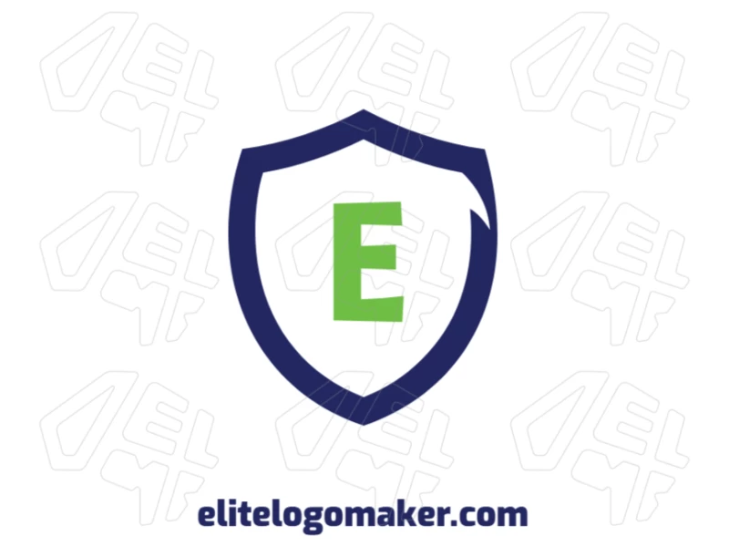 Letra "E" Dentro De Un Escudo Azul - Haz Un Logotipo Logotipo creativo con letra "E" dentro de un escudo azul en estilo emblema, perfecto para una identidad de marca audaz y memorable.