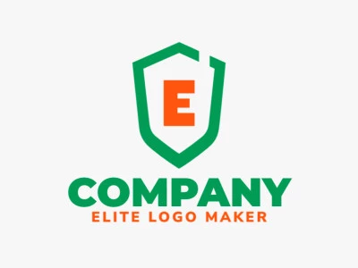 Un logotipo emblema que presenta la combinación de la letra 'E' y un escudo, diseñado con colores verde y naranja para una apariencia vibrante y energética.