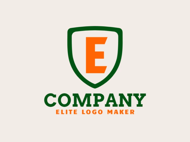 Un diseño de logotipo emblemático que combina la letra 'E' con un escudo, incorporando verde y naranja, simbolizando crecimiento y fuerza.