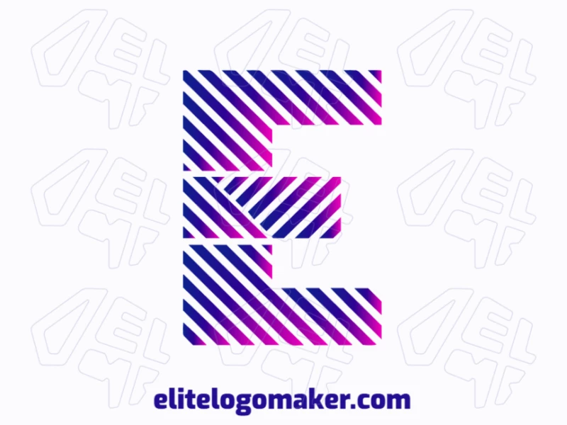 Logotipo lujoso de la letra "E" con un deslumbrante gradiente morado, diseñado en un estilo de gradiente elegante para una apariencia sofisticada.