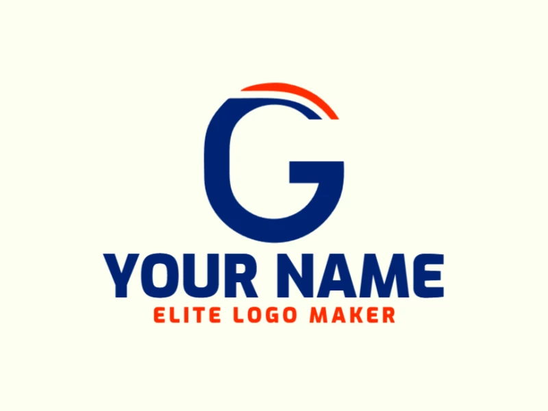 Un diseño de creador rápido de logotipos con la letra 'G' en azul y naranja en estilo de letra inicial.