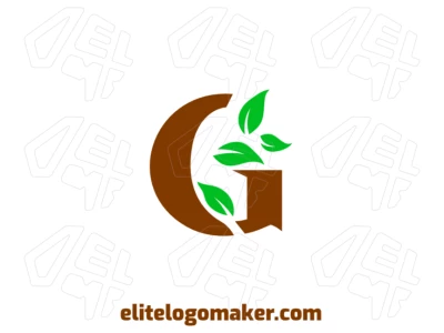 Un logotipo dinámico y hermoso con la letra 'G' combinada creativamente con hojas de árbol, mostrando un diseño único de doble significado.