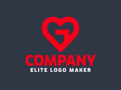 Diseño de logo original y minimalista con un corazón rojo y la letra 'G' dentro, creado para un quick logo maker.