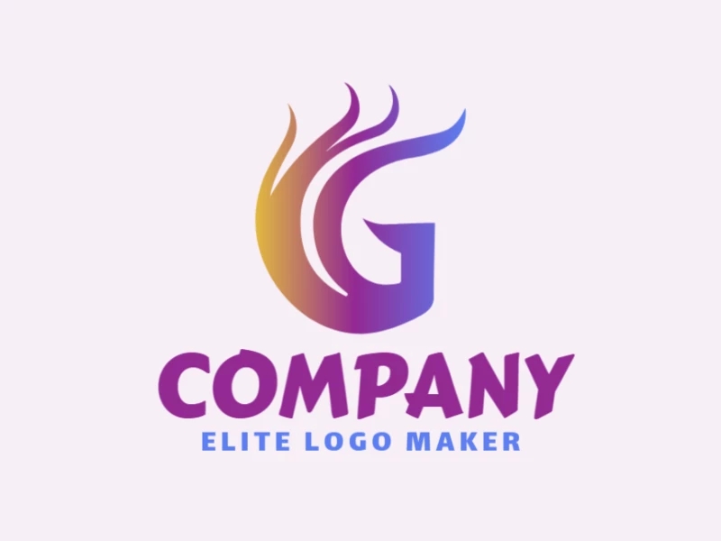 Un logotipo creativo con una elegante letra 'G' envuelta en llamas dinámicas, simbolizando poder y elegancia.