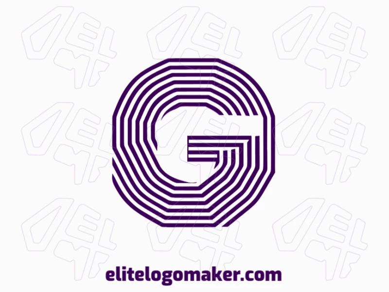 Logotipo creativo con la letra "G" diseñada como un laberinto, estilizada con patrones a rayas audaces para una identidad visual moderna y dinámica.