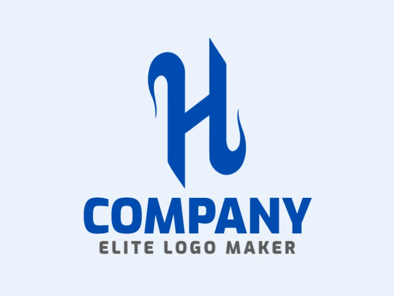 Un logotipo minimalista con la letra 'H' en un diseño elegante y moderno con un color azul prominente.