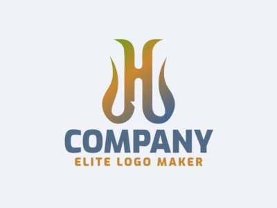 Una vibrante ilustración vectorial de logotipo para una empresa con la letra 'H' en un degradado de verde, azul y amarillo.