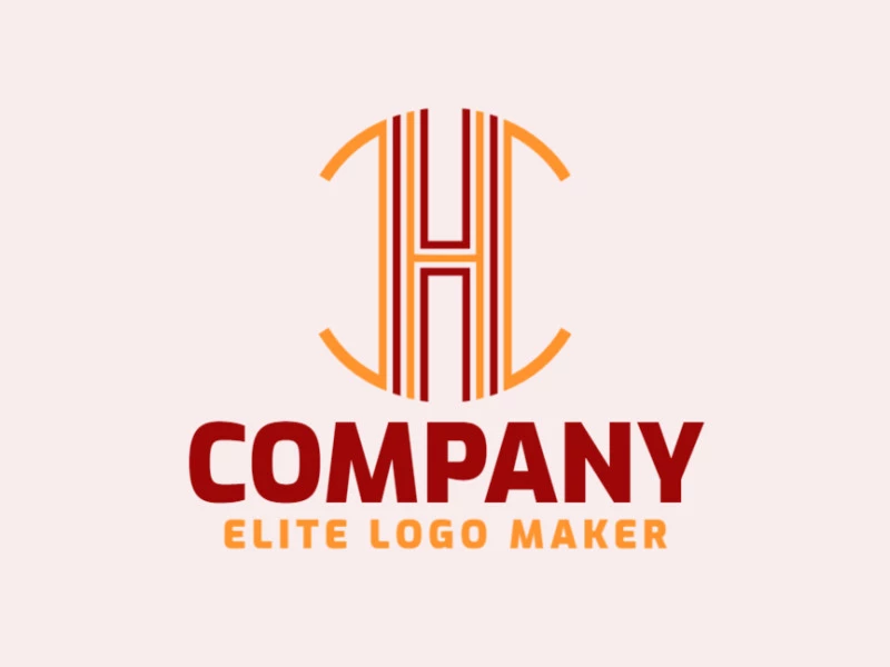 Un logo llamativo con la letra 'H' en múltiples líneas, utilizando tonos de naranja y rojo oscuro para crear un diseño dinámico e impactante.