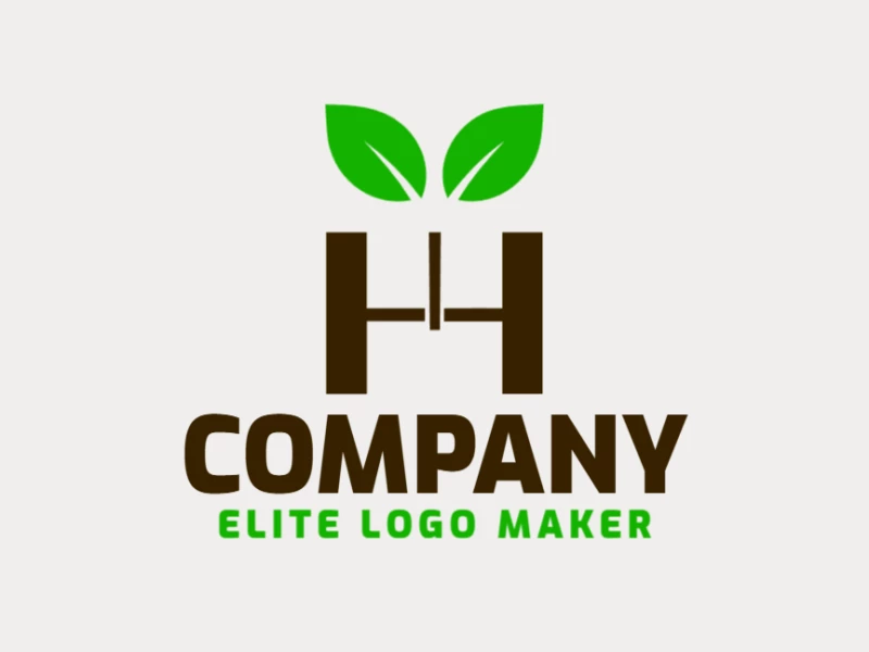 Un logotipo de doble significado, atractivo y llamativo, con la letra 'H' combinada con dos hojas, diseñado para crear una identidad visual armoniosa y memorable.