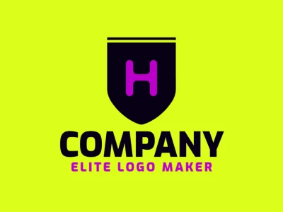 Un logotipo minimalista de calidad con la letra 'H' dentro de un escudo elegante, diseñado con líneas limpias y formas simples para una apariencia moderna y profesional.