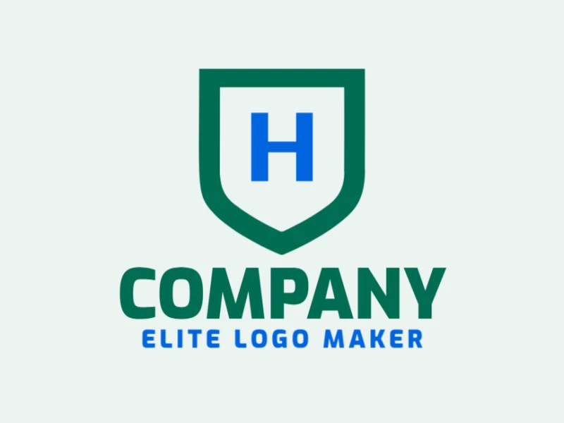 Un logotipo elegante y minimalista que combina la letra 'H' con un escudo, irradiando confianza y fuerza con sus tonalidades de verde y azul.