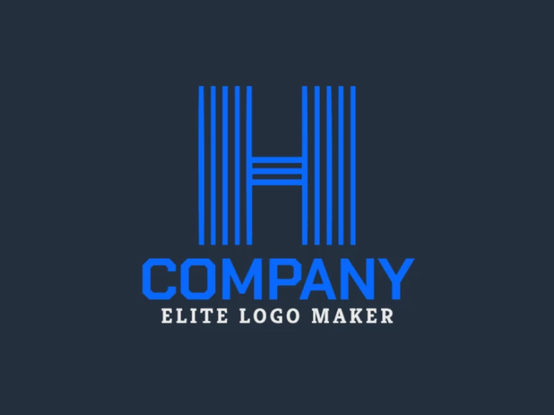 Un logotipo atractivo y minimalista con la letra 'H' en azul, diseñado con líneas limpias y un estilo simple para una identidad visual moderna.