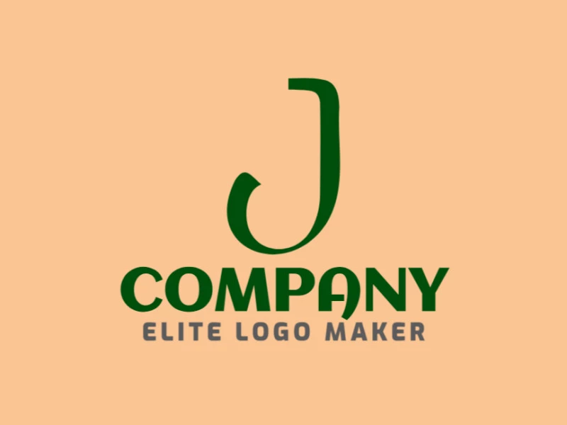 Un logotipo minimalista con la letra 'J' en verde oscuro elegante, que encarna la simplicidad y la modernidad con un toque de elegancia.