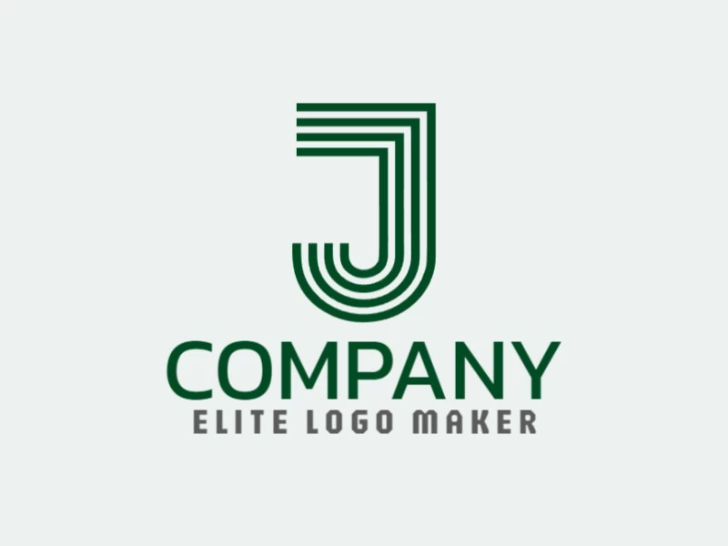 Un logotipo refinado con la letra 'J' formada por múltiples líneas, que irradia elegancia y sofisticación en tonos de verde.