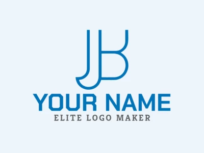 Un logotipo profesional combinando las letras 'J' y 'B' en azul, diseñado con un estilo de letra inicial para un aspecto moderno, limpio e impactante.