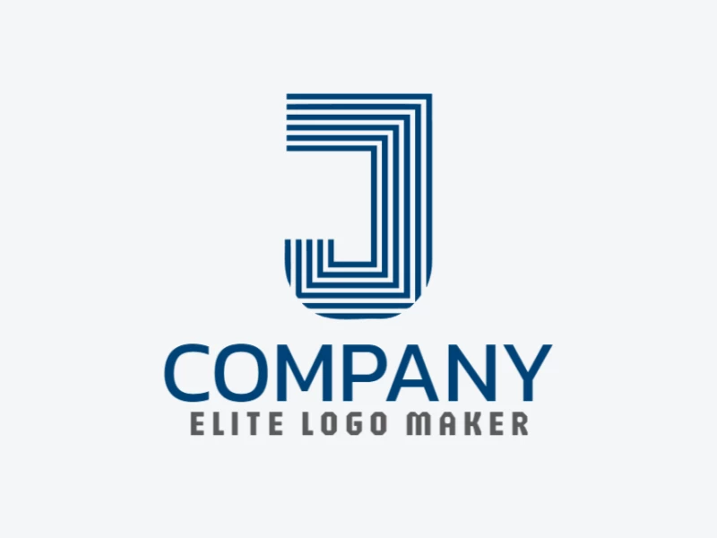 Un logotipo simple con la letra 'J' en estilo corporativo, diseñado en azul oscuro para una identidad visual original y completamente editable.