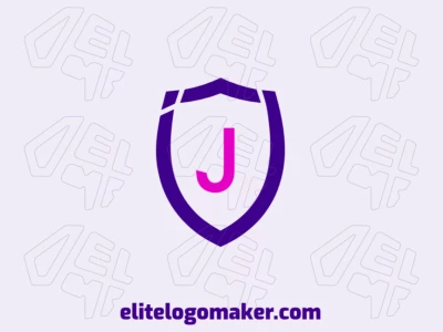 Un logotipo creativo con la letra 'J' dentro de un escudo, diseñado en estilo emblema con elementos personalizables para un aspecto audaz y único.