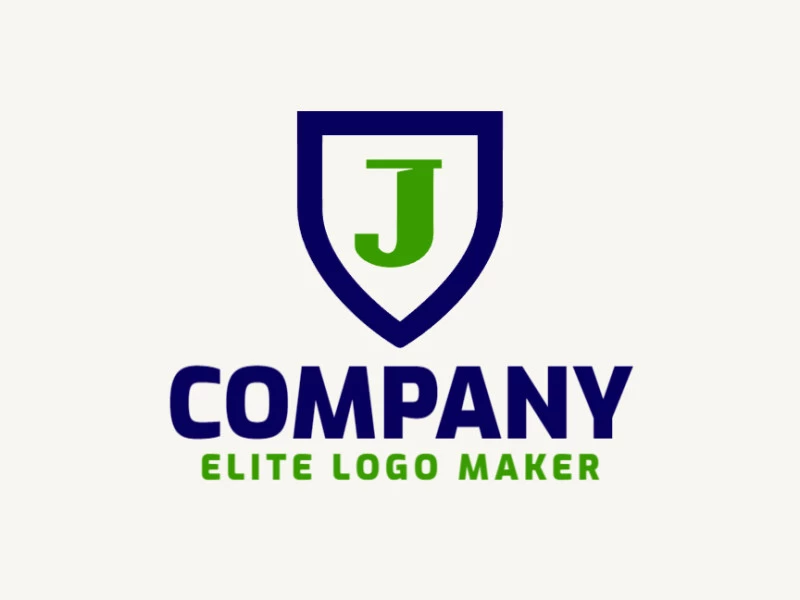 Un logotipo de emblema único que combina la letra 'J' con un escudo, ideal para una empresa creativa.