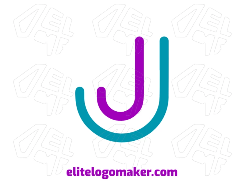 Letra 'J' Con Diseño Minimalista En Colores Morado Y Azul Logotipo Distinto Y 100% Modificable Un logo barato con la letra 'J' en diseño minimalista en colores morado y azul, diseñado en estilo de letra inicial para un aspecto limpio y moderno.