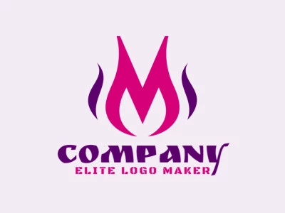 Un logotipo creativo que presenta la letra inicial 'M' en un estilo elegante, que utiliza tonos de morado y rosa para una apariencia moderna y atractiva.