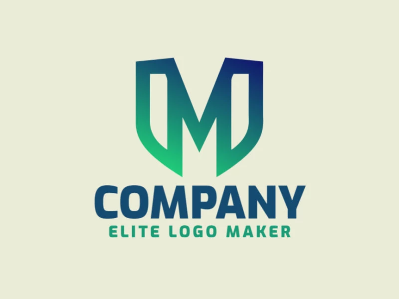 Un logotipo en degradado dinámico y elegante con la letra 'M' en verde y azul, ofreciendo un diseño diferente y llamativo.