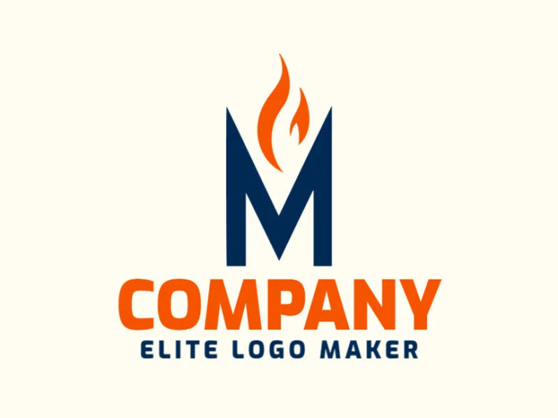 Un diseño de logotipo minimalista que presenta la fusión de la letra "M" y fuego, un concepto ideal para una empresa o negocio.