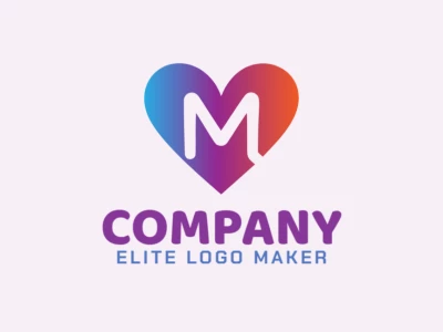 Un logotipo en degradado inspirador con la letra 'M' dentro de un corazón, combinando los colores suavemente para evocar calidez y positividad.