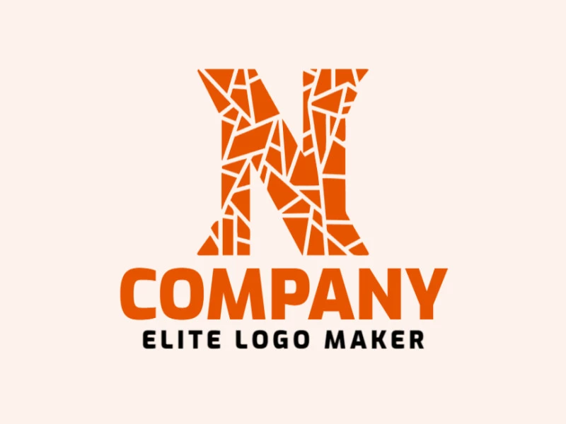 Un logo estilo mosaico que presenta la letra 'N', diseñado con un vibrante y sofisticado diseño en naranja.