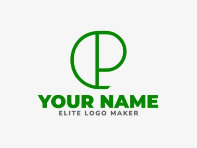 Una plantilla de logotipo minimalista con la letra "P" en verde, diseñada para diversos propósitos y completamente editable para adaptarse a las necesidades de tu marca.