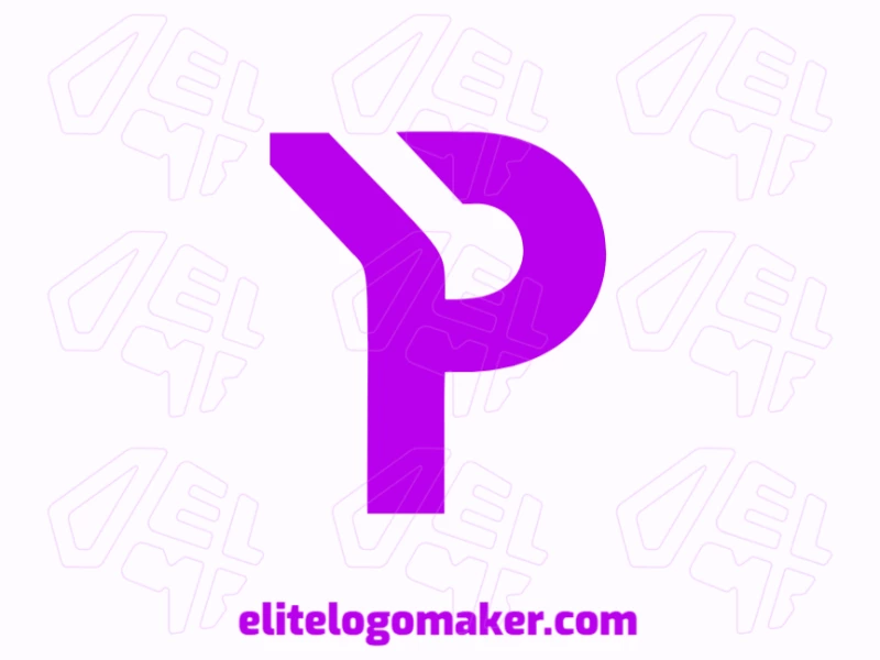 Un logotipo lujoso y minimalista con la letra 'P' en morado, ofreciendo una representación elegante con un diseño limpio y sofisticado.