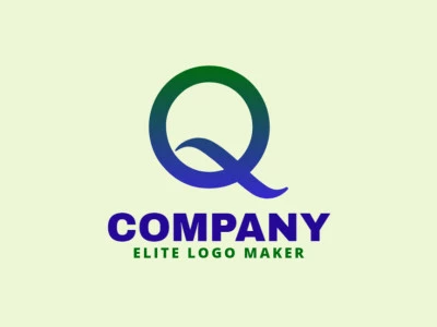 Un logotipo sofisticado y creativo que presenta la letra 'Q' con un estilo degradado en azul oscuro y verde oscuro, perfecto para una identidad de marca moderna y prominente.